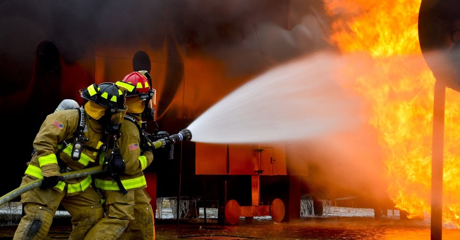 Firefighters working together